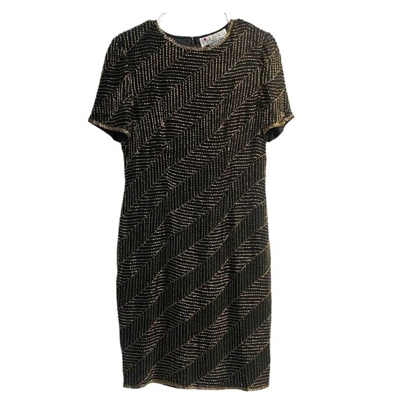 A.J. Bari Dresses & Skirts - Vintage A.J. Barri Silk Gold Beaded Dress Size 10